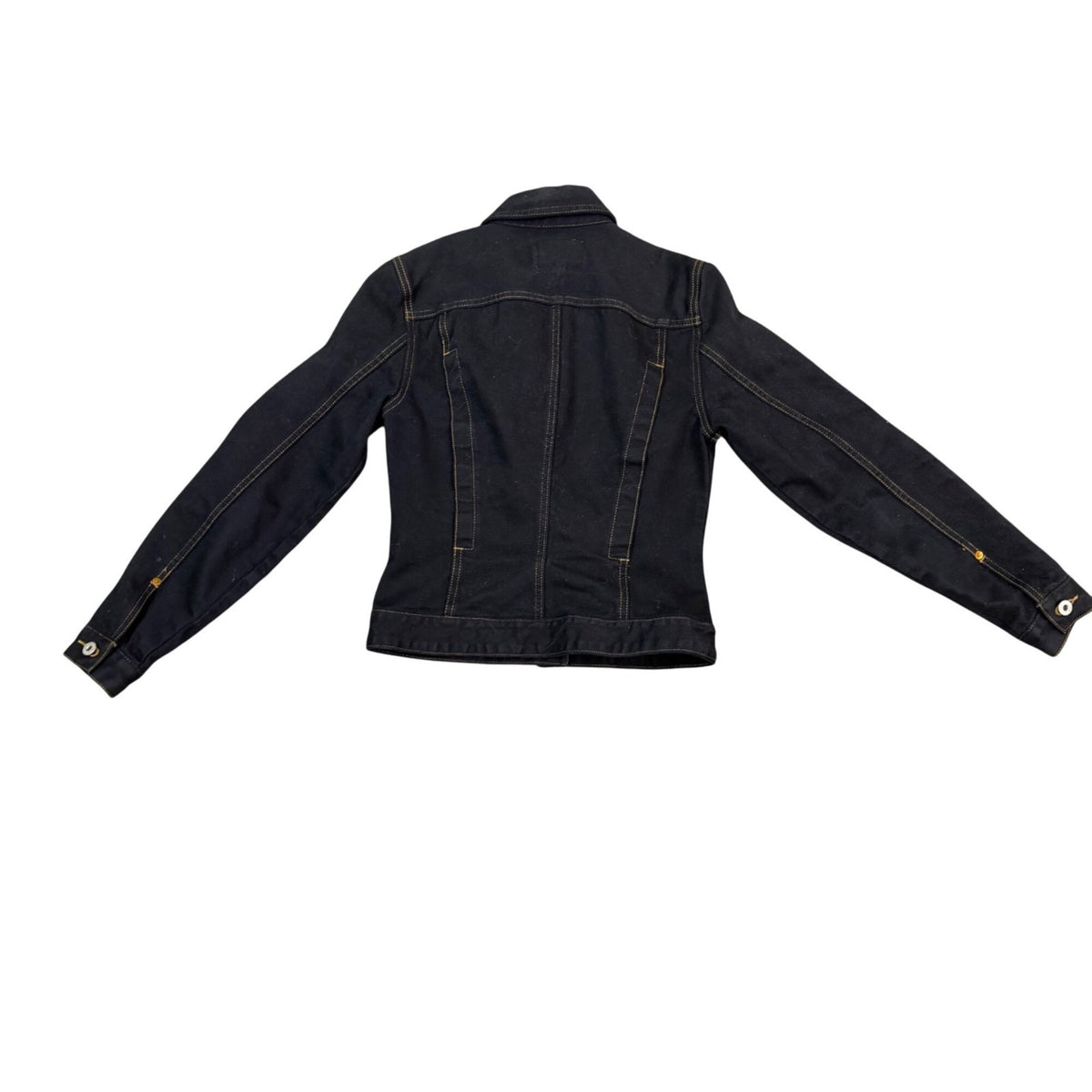 Guess Womens Black Denim Jacket Fitted Button-Up Casual Cotton Outerwear Size S