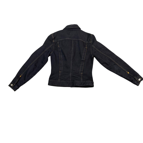 Guess Womens Black Denim Jacket Fitted Button-Up Casual Cotton Outerwear Size S