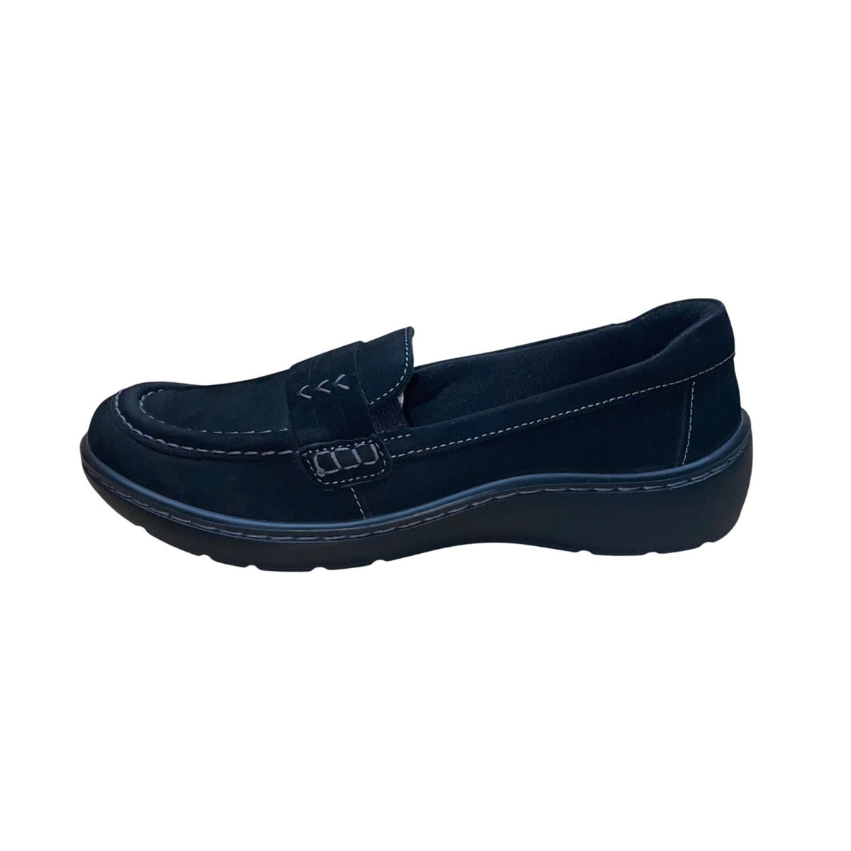 Clarks Women’s Black Suede Ultimate Comfort Wide Fit  Slip-On Loafers Size 7.5W