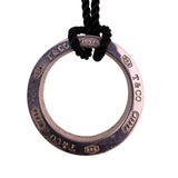 Tiffany & Co. Unisex Sterling Silver Round Pendant Black Cord Necklace