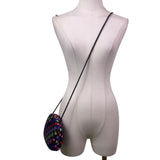 Women’s Black Multicolor Woven Satin Clasp Closure  Crossbody Purse Bag