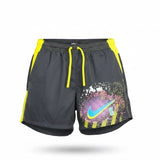Nike Mens Black/Yellow Graphic Athletic Shorts  Fitness Mid-Thigh Design Sz XXL