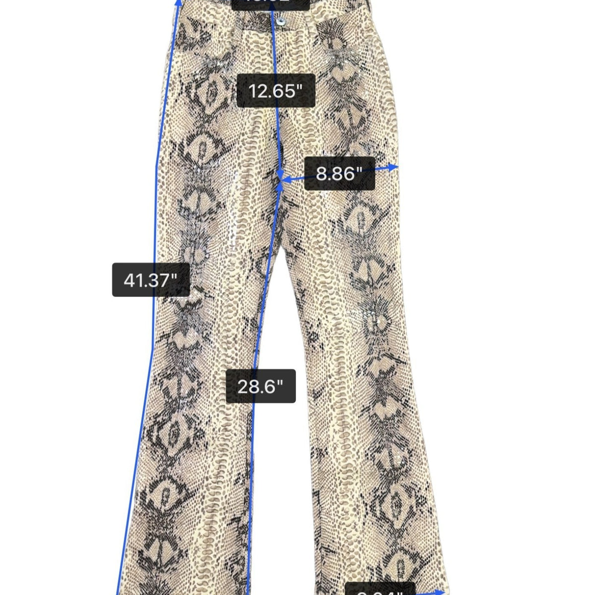 Parasuco Jeans Extreme Fit Snakeskin Print Flared Pants Beige & Black Size 28