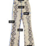 Parasuco Jeans Extreme Fit Snakeskin Print Flared Pants Beige & Black Size 28