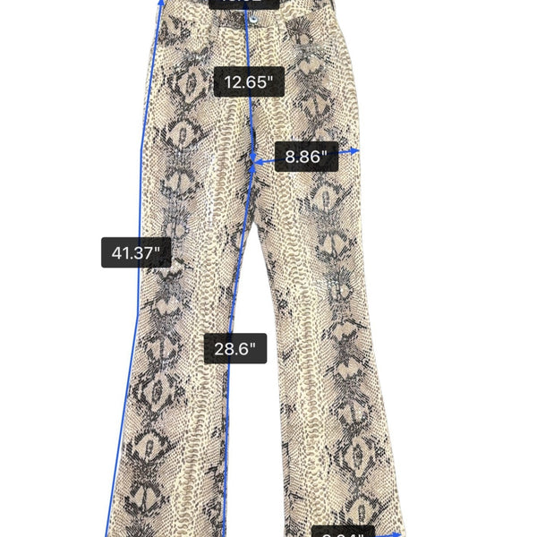 Parasuco Jeans Extreme Fit Snakeskin Print Flared Pants Beige & Black Size 28