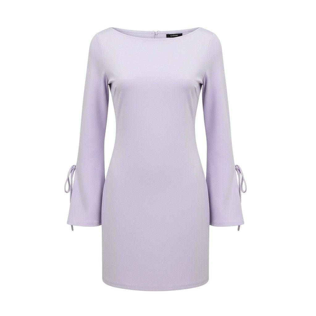 Urban Outfitters Womens Lilac Dress With Lace-Up Bell Sleeves Size M