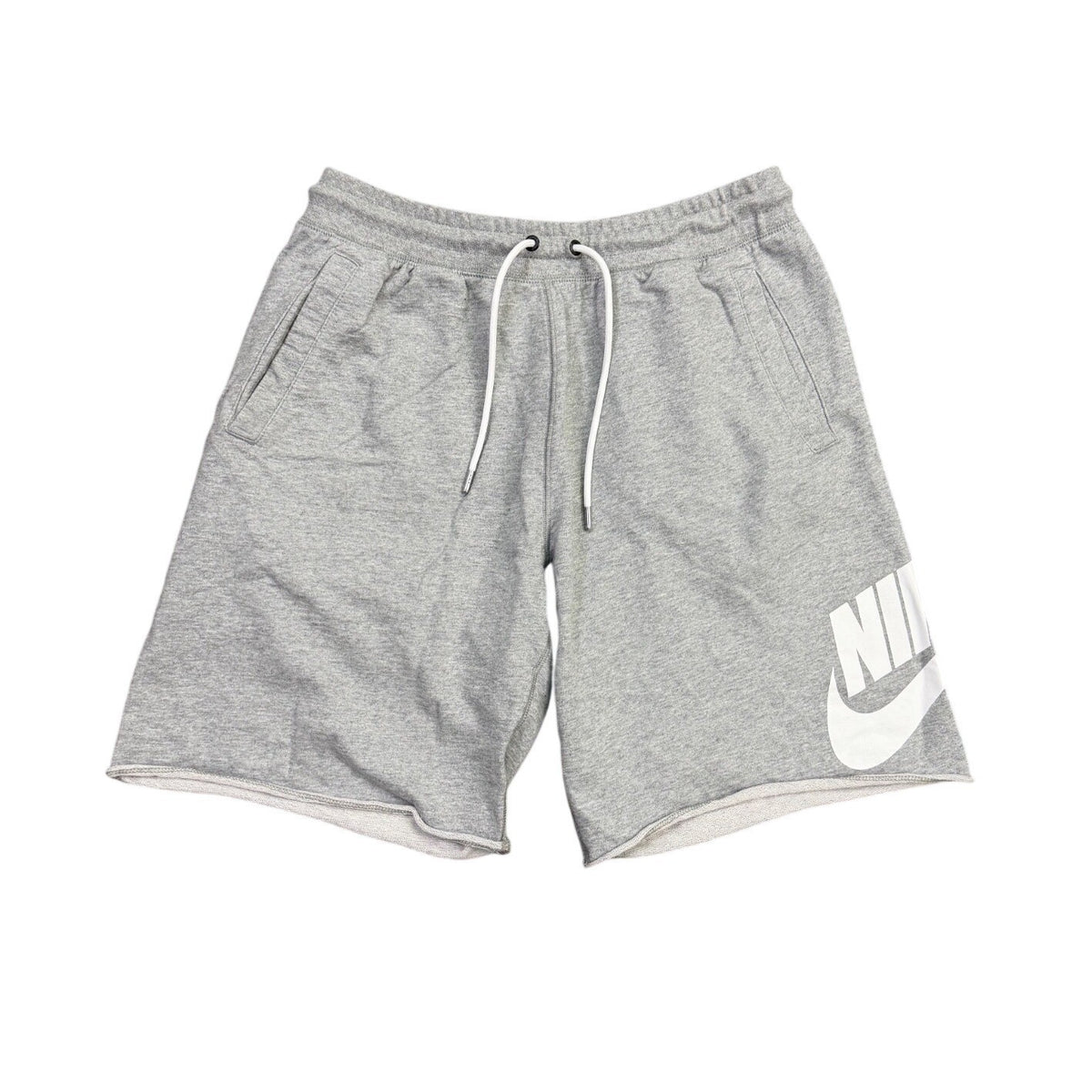 Nike Mens Grey Drawstring Athletic Shorts Casual Lightweight Logo Design Size L