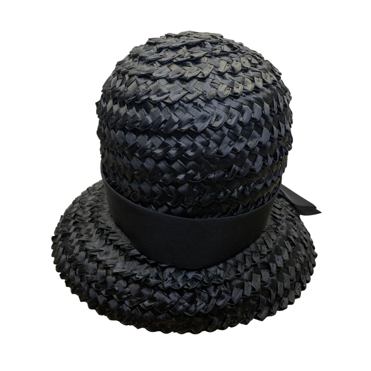 Vintage Amy NY Womens Black Straw Hat Woven Design Medium Julius Garfinkel & Co