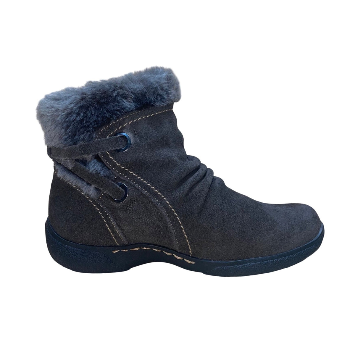 Bass Women’s Brown Suede Faux Fur Lined Zippered Closure Ankle Boots Size 7M