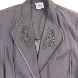 R.J. & Co Petite Womens Black Beaded Blazer & Pants 2-Piece Sz 14P Top12P Pants