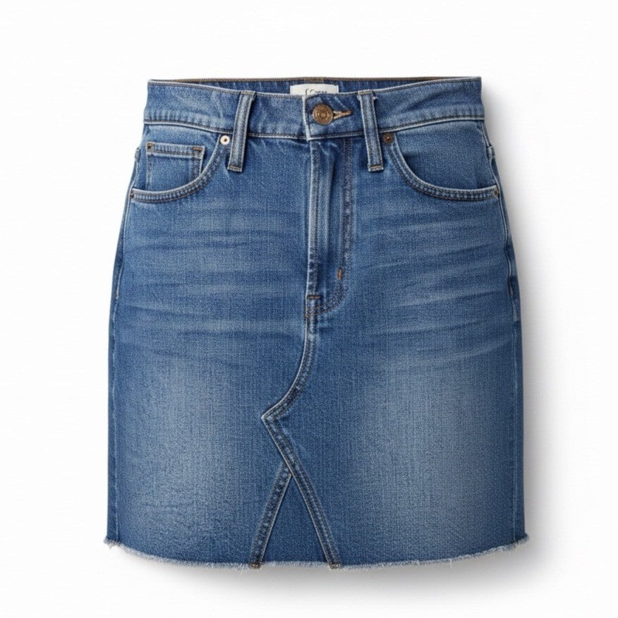 J. Crew Womens Blue Cotton Denim Mini Skirt Frayed Hem Casual Petite 25P