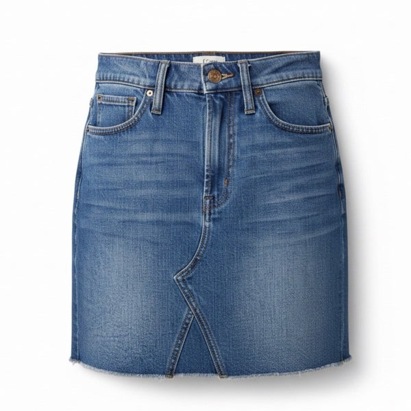 J. Crew Womens Blue Cotton Denim Mini Skirt Frayed Hem Casual Petite 25P