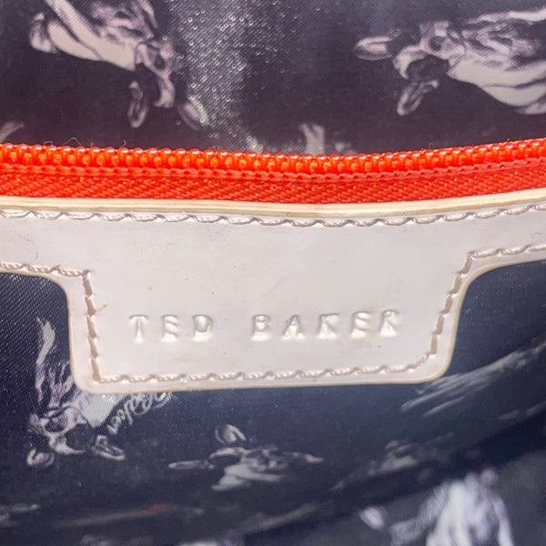 Ted Baker Women’s Pink & Cream Patent Stripe Detail Dual Top Handles Satchel