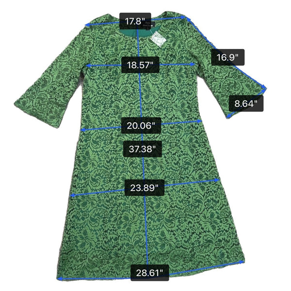 Dennis Basso Womens Green Lace Dress Half Bell Sleeves Size 16