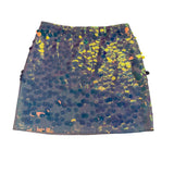 Maner Womens Iridescent Sequin Mini Skirt Textured Partywear Size L