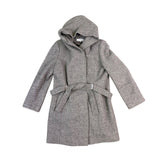 Calvin Klein Womens Gray Hooded Belted Coat Wool Blend Sz XL