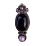 Sterling Silver Vintage Womens Brooch Black Onyx & Pearl Oval Elegant Design