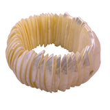Vintage Womens Beige Shell Stretch Bracelet Elastic Handmade Accessory