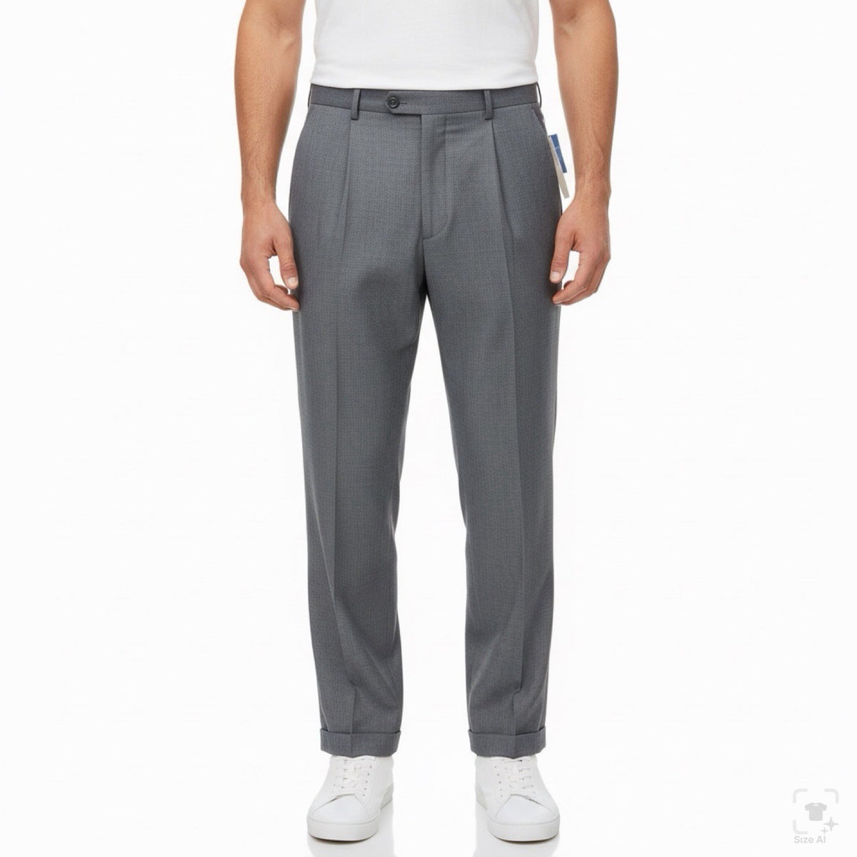 Perry Ellis Portfolio Mens Charcoal Dress Pants Pleated Cuffed Size 42/30 - New