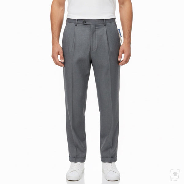 Perry Ellis Portfolio Mens Charcoal Dress Pants Pleated Cuffed Size 42/30 - New