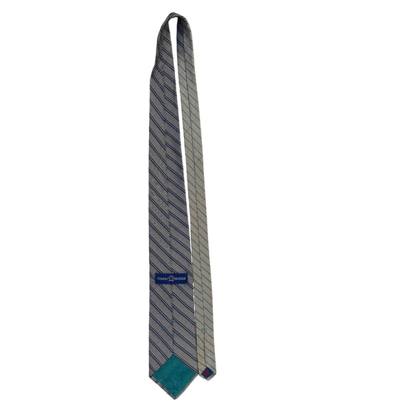 Tommy Hilfiger Mens Blue & Gold 100% Silk Striped Necktie Made In USA