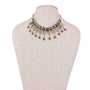 Silver Tone Womens Braided Necklace With Oval Translucent Sones And Charms.
