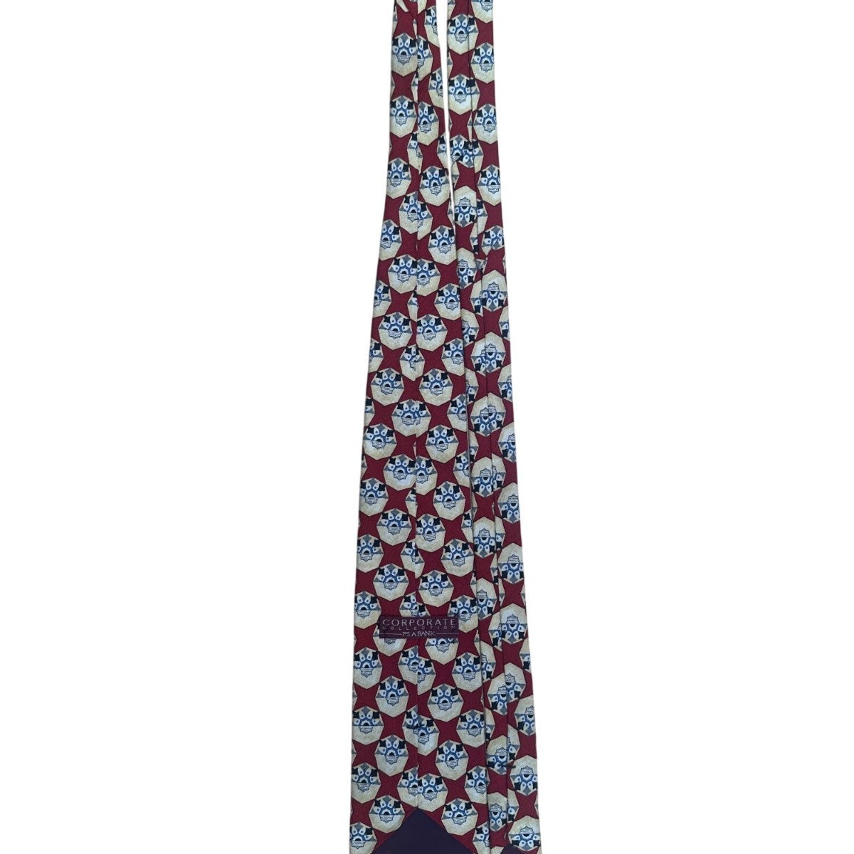 Jos A Bank Mens Red Silk Geometric Patterned Tie Corporate Collection Accessory