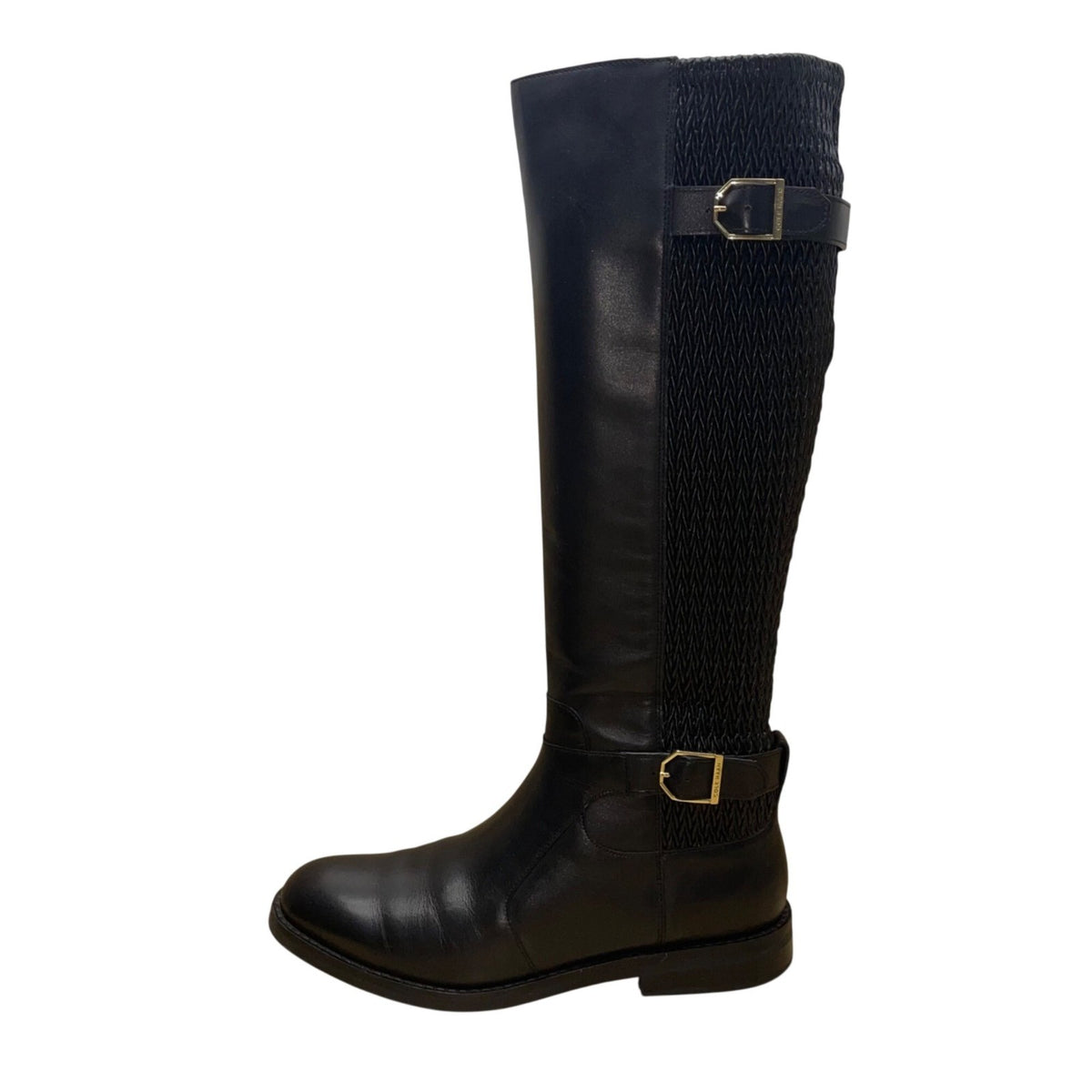 Cole Haan Women’s Black Strap Buckle Accents Knee High Riding Boots Size 8.5