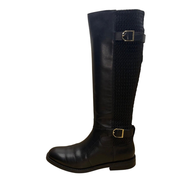 Cole Haan Women’s Black Strap Buckle Accents Knee High Riding Boots Size 8.5