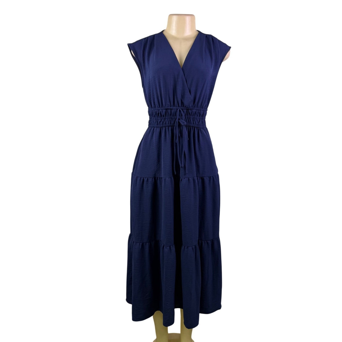 Rachel Zoe Womens Navy Maxi Dress Smocked Waist Sleeveless Tiered  Sz XS