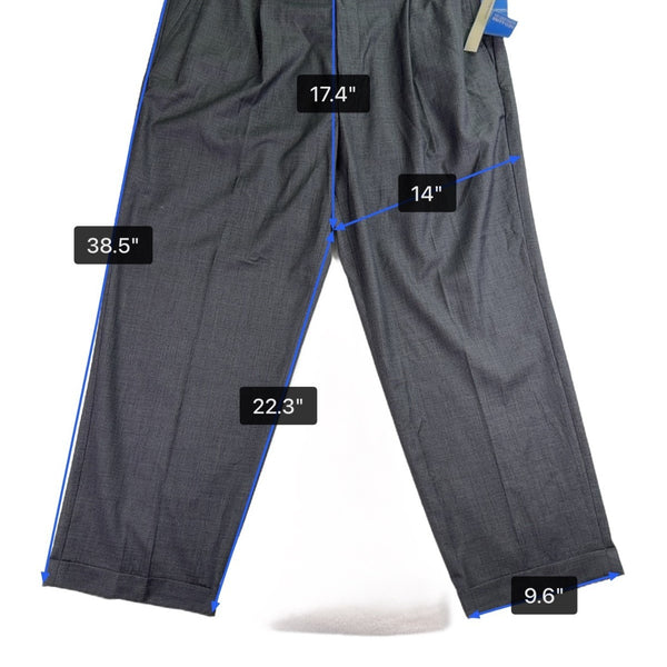 Perry Ellis Portfolio Mens Charcoal Dress Pants Pleated Cuffed Size 42/30 - New