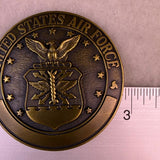 United States Air Force Bronze Tone Metal Round Belt Buckle Vintage