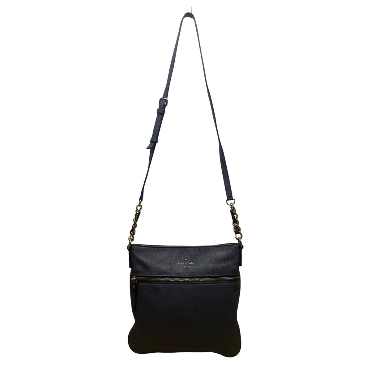 Kate Spade Women’s Gray Leather Adjustable Strap Front Zip Pocket Crossbody Bag
