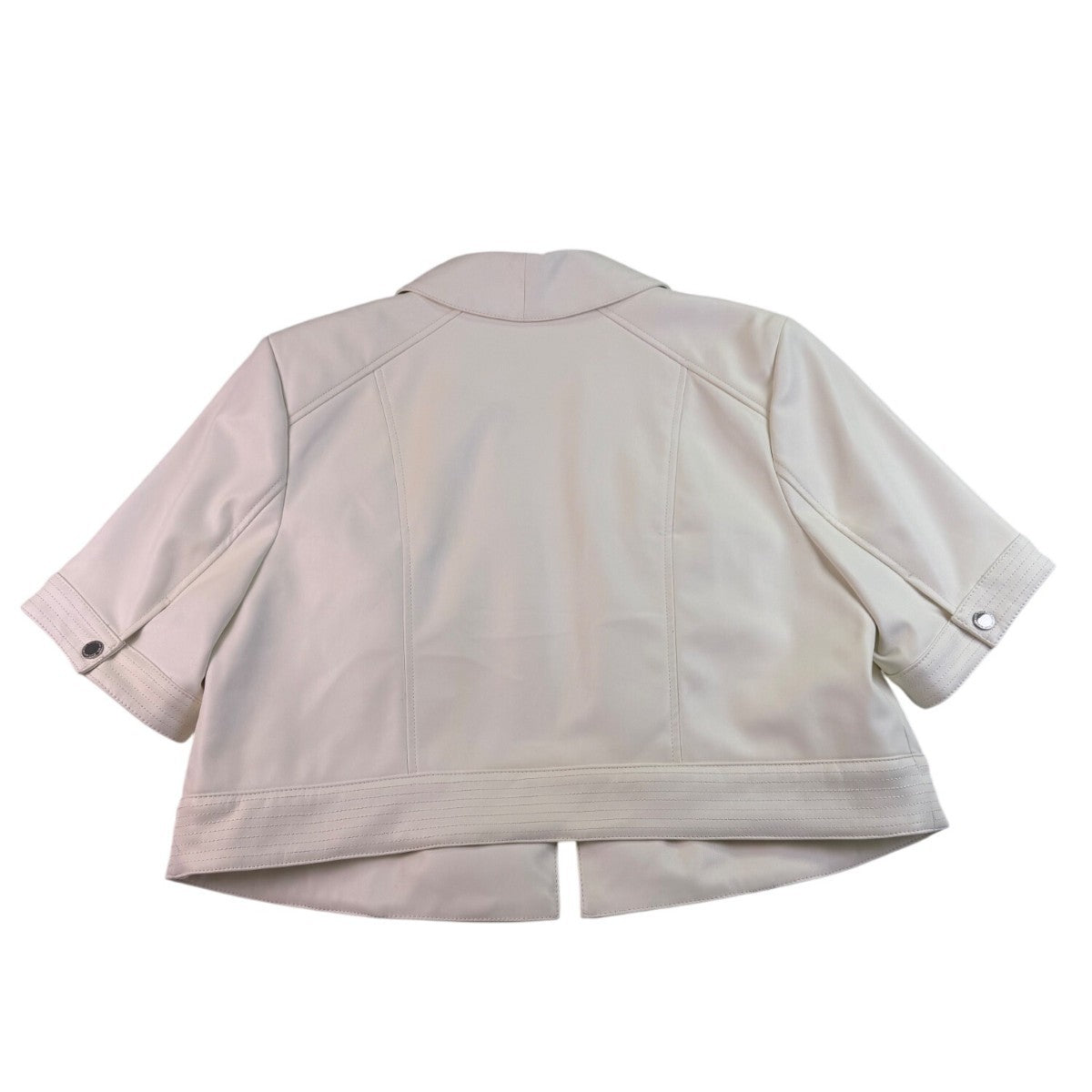 Isaac Mizrahi Live Womens Off-White Faux Leather Cropped Jacket US Size 16