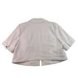 Isaac Mizrahi Live Womens Off-White Faux Leather Cropped Jacket US Size 16