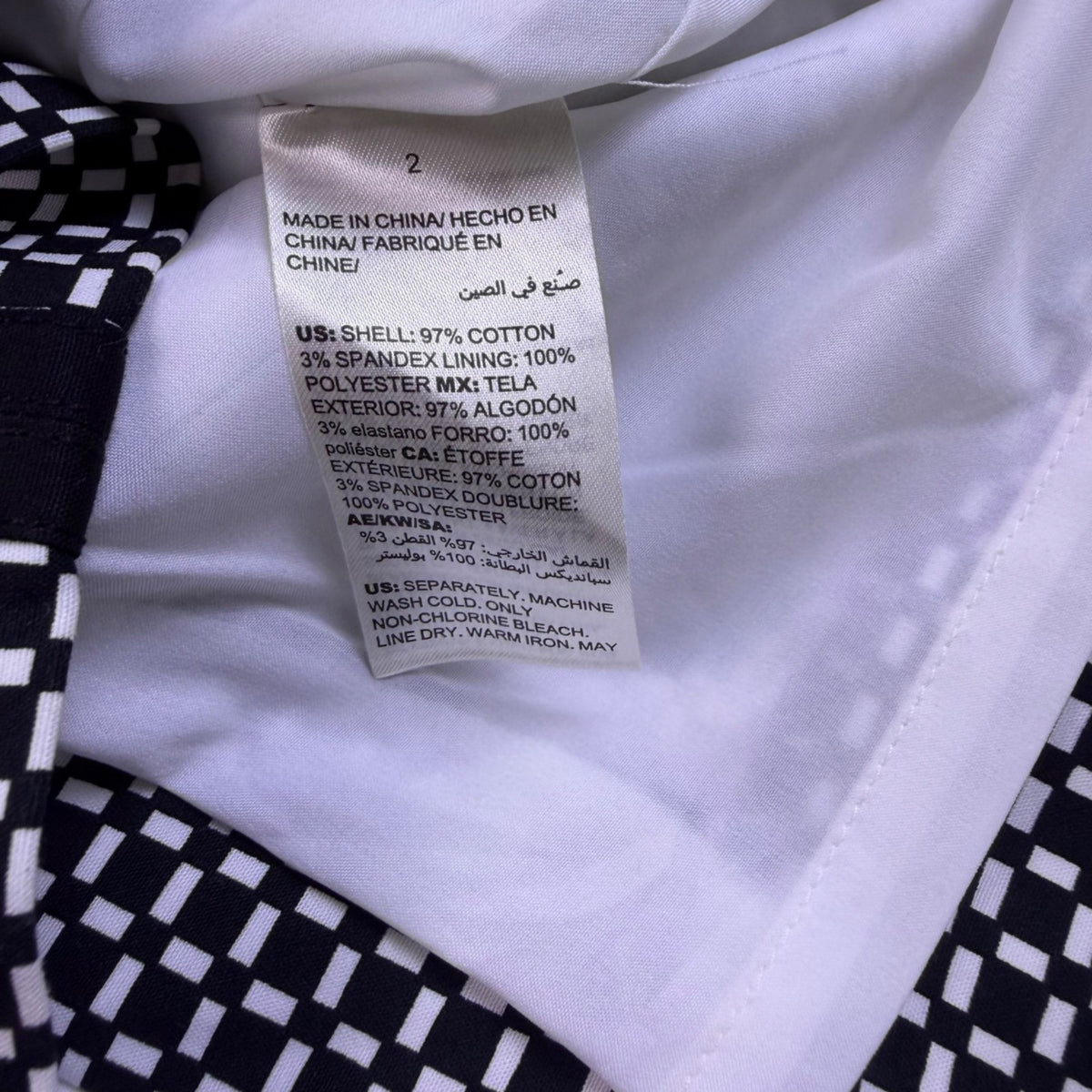 White House Black Market Womens Black & White Cotton Blend Pencil Skirt Size 2