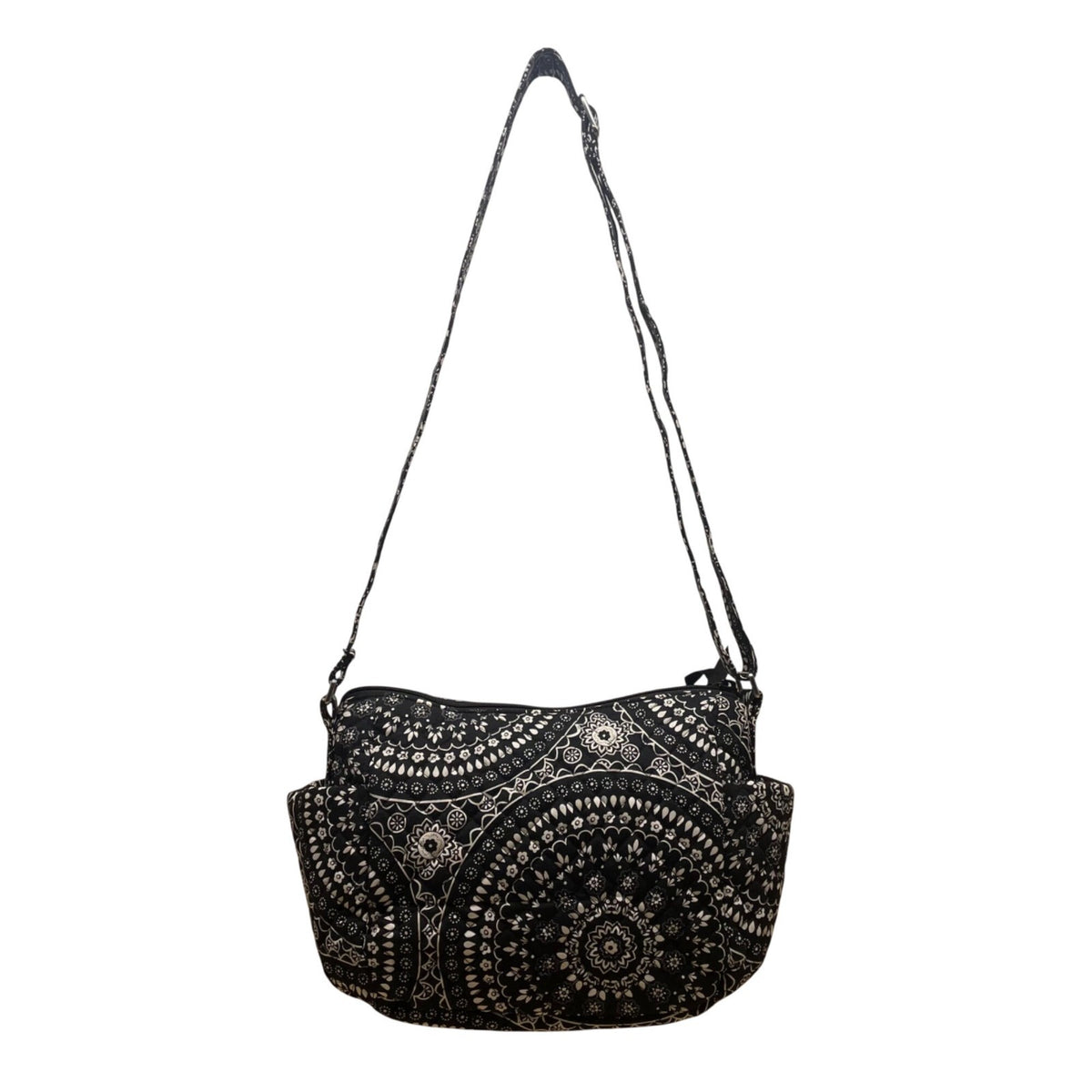 Vera Bradley Women’s Black Floral Mandala Pattern Adjustable Strap Crossbody Bag