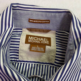 Michael Kors Mens Blue Striped Long Sleeve Button-Up Shirt Size L