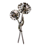 B.S.K. Womens Gold Tone White Enamel Double Daisy Flower Brooch With Rhinestones
