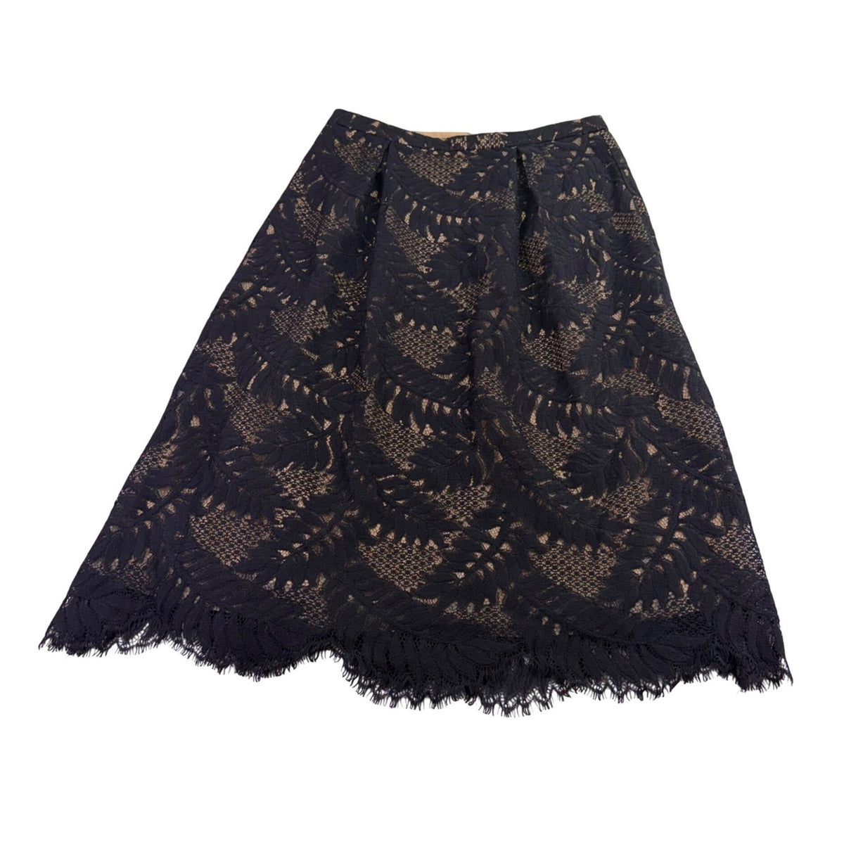 BCBGMaxAzria Womens Beige/Black Lace Crop Top & Maxi Skirt Set  Elegant Size 8 