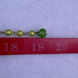 Vintage Womens Green & Gold Tone Beaded 3-Strand Necklace & Clip-On Earrings