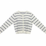 Ava & Viv Womens White Striped & Lightweight Button Front Cardigan Size 1X