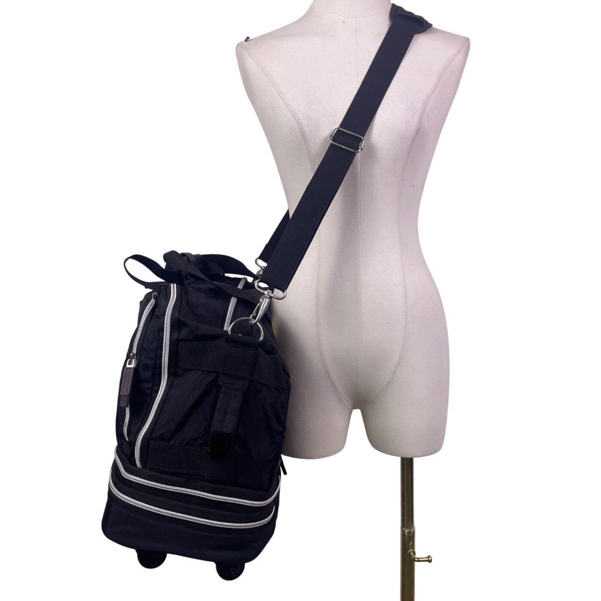 Biaggi Women’s Black Nylon Expandable With Wheels Rolling Carry-On Luggage Bag