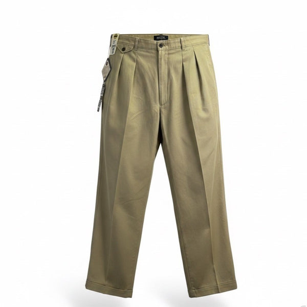 Savane Mens Khaki Cotton Classic Fit Pants No Wrinkles Stain Free Process Sz 44