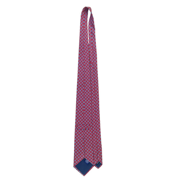 Silk Mens Red Blue Geometric Pattern Tie Made In Ireland Classy Businesswear