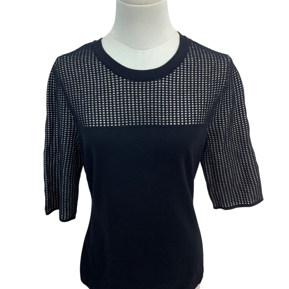 Rag & Bone Black Mesh Panel Short Sleeve Top Womens Size M