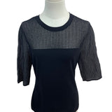 Rag & Bone Black Mesh Panel Short Sleeve Top Womens Size M