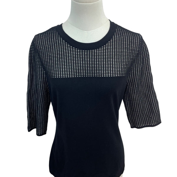 Rag & Bone Black Mesh Panel Short Sleeve Top Womens Size M