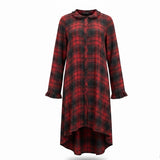 Zara Woman Red/Black Viscose & Acrylic Plaid Button-Down Tunic Dress Size M
