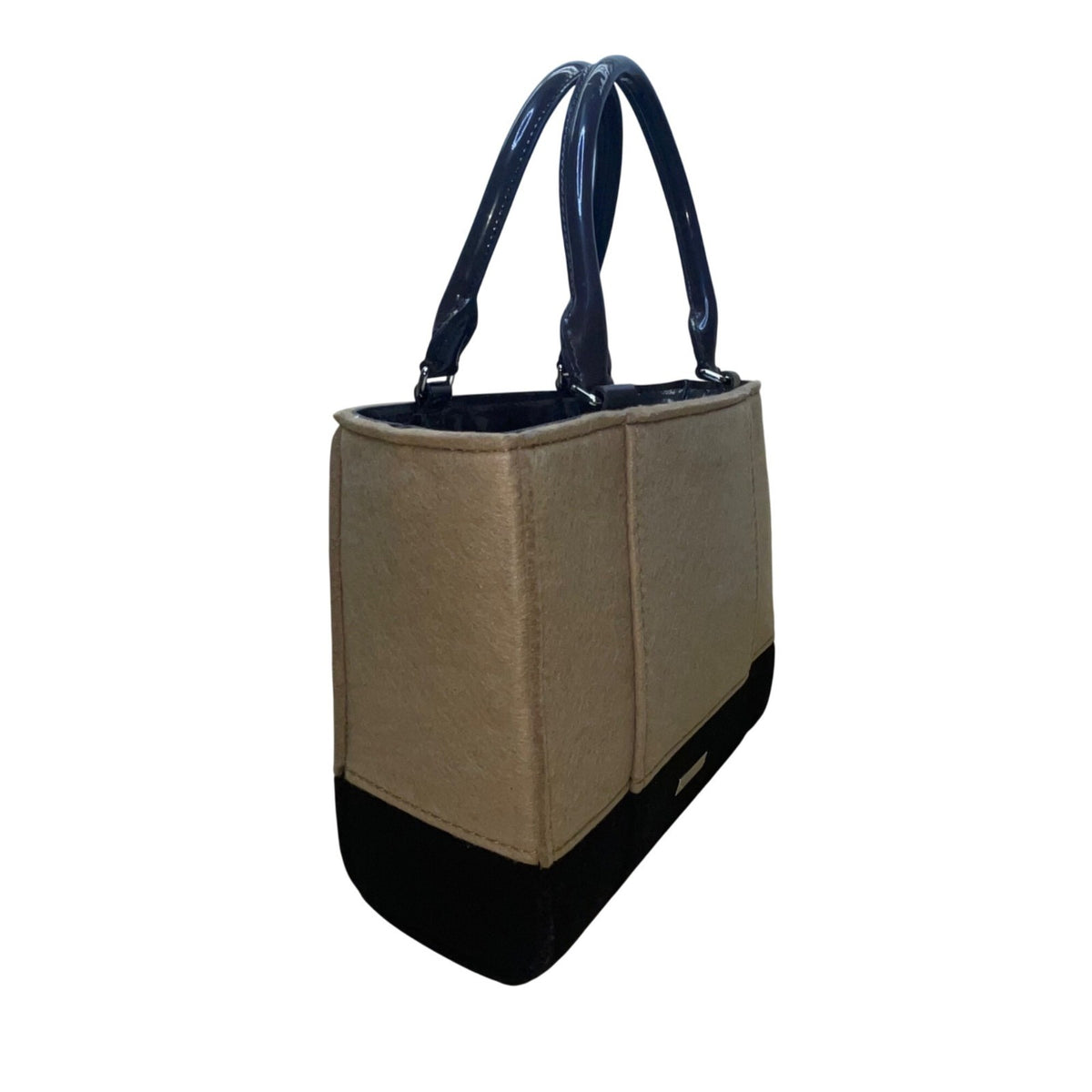 Kate Spade Women’s Brown Black Fabric & Patent Leather Stud Accents Tote Bag